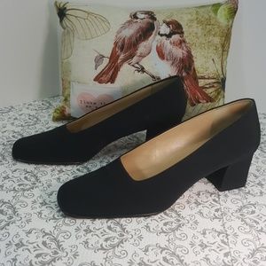 ENZO Angiolini Satin Block 2" Heels Black Shoes